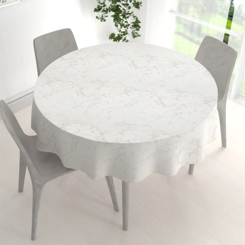 Biante Dekoračný okrúhly obrus Parma PM-116 Strieborný mramor na krémovom Ø 140 cm