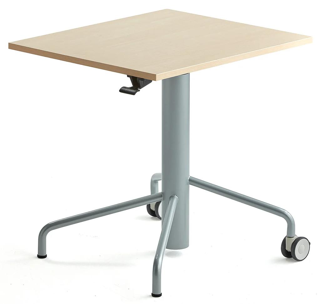 Výškovo nastaviteľný stôl ARISE, 600x700 mm, laminát - breza, šedá
