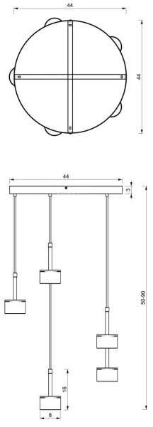 Luster na lanku ARENA 5xGX53/11W/230V čierna/zlatá