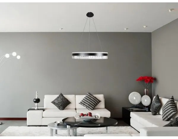 LED Stmievateľný luster na lanku LED/80W/230V 3000-6500K čierna + diaľkové ovládanie