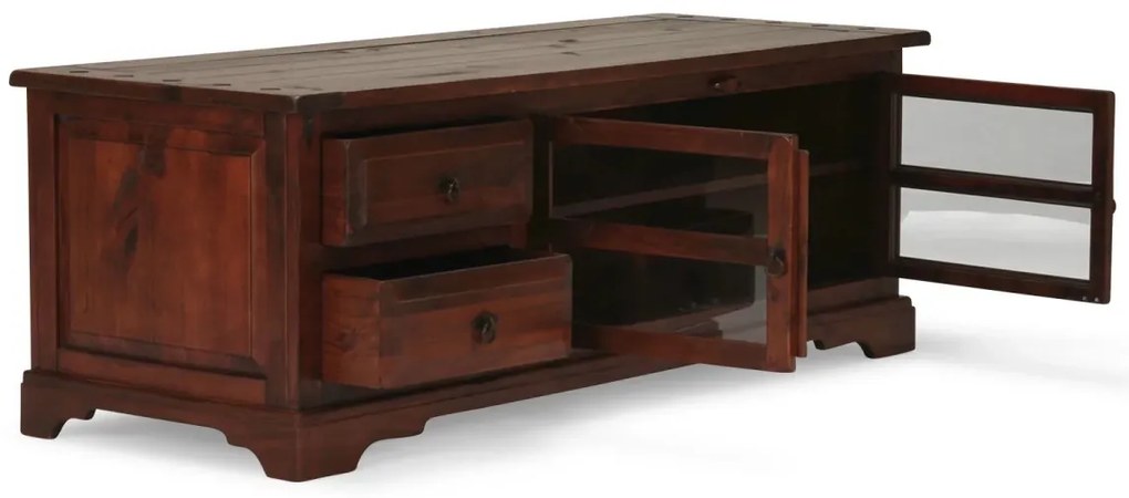 furniture-nabytek.cz - Masívny TV stolík Catana z borovice, lakovaný, hnedý