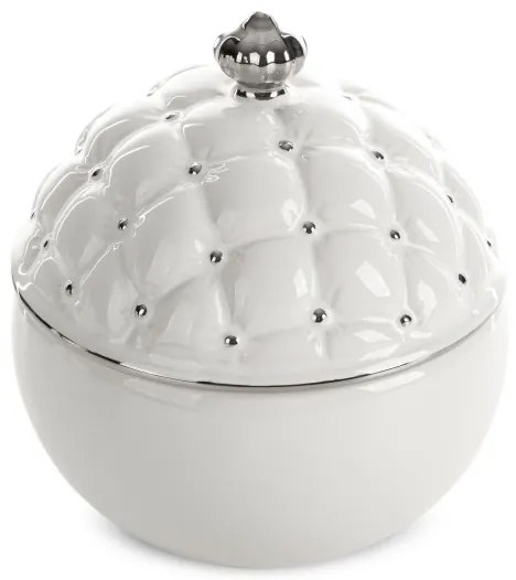Nádoba ADORE 06 s vekom biela / strieborná