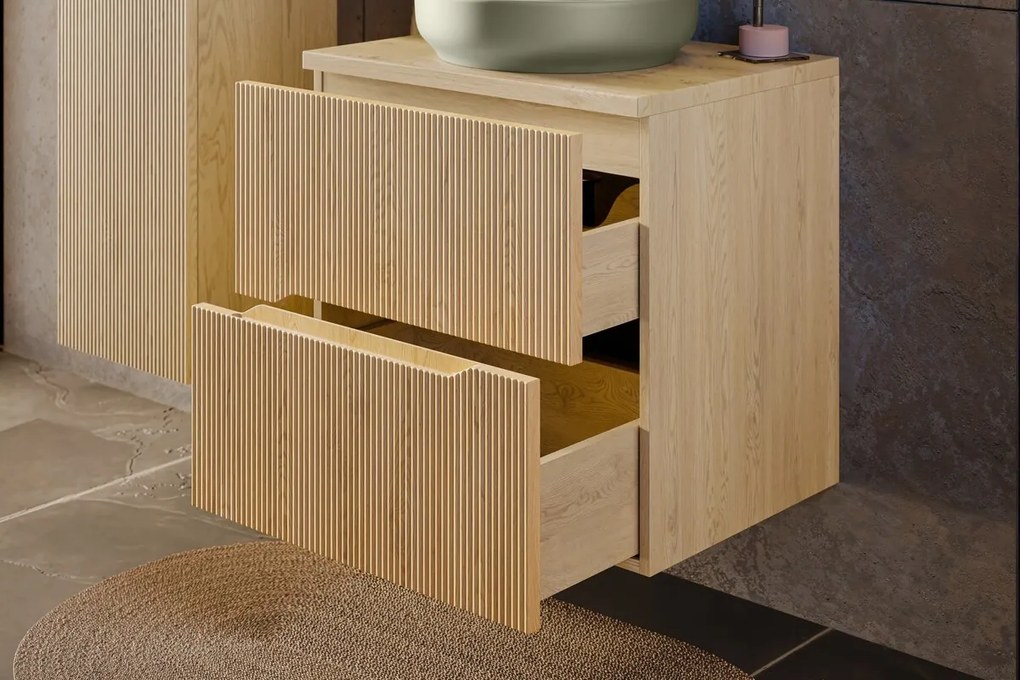 Kúpeľňová zostava Nordic s doskou a skrinkami 60 cm dub cremona