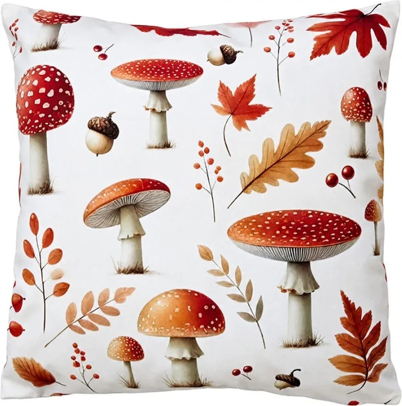 Dekoračný vankúš s muchotrávkami - 45*45*4 cm