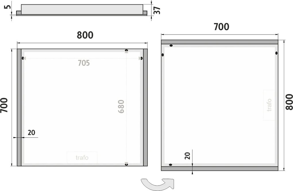 Nimco LED zrkadlo 800x700 - ZP 11003