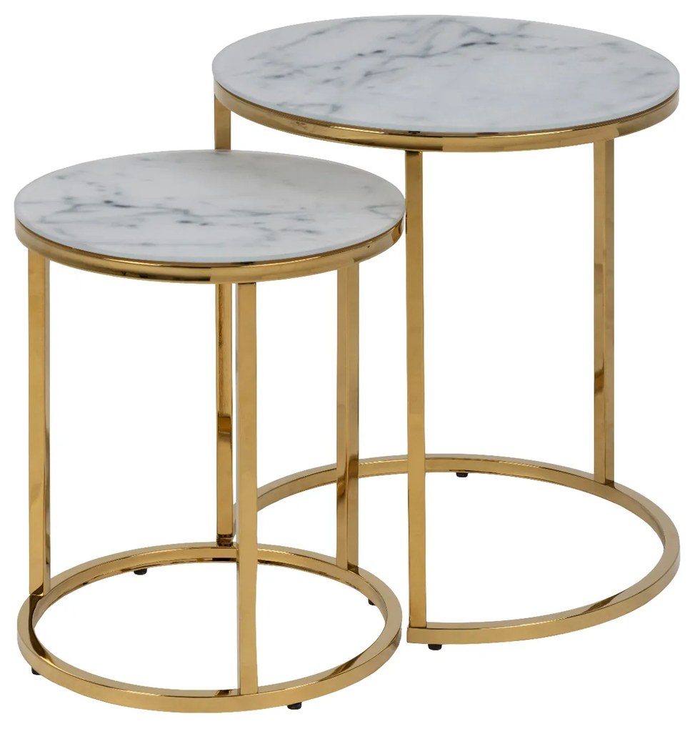 Alisma set príručných stolíkov biela/zlatá Ø45 cm