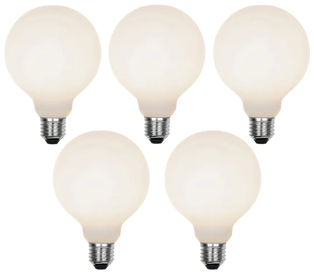 Sada 5 stmievateľných LED žiaroviek E27 s 3-stupňovým stmievaním G95 matné 5W 550lm 3000K