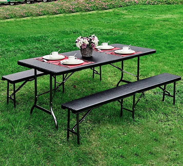 ModernHome Skladací záhradný stôl 180 cm - ratan