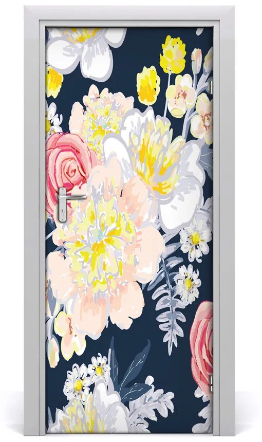 Samolepiace fototapety na dvere kytice kvetov 75x205 cm