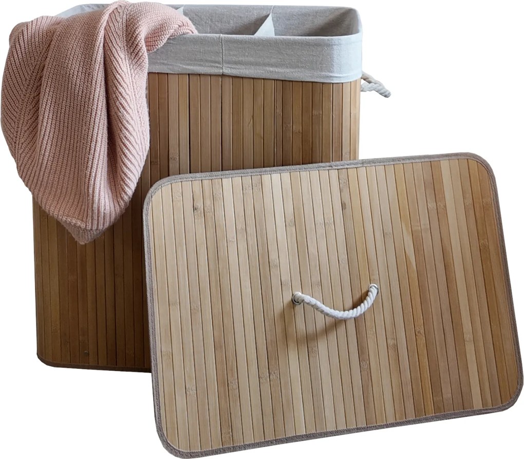 TRENDIE Bambusový kôš na prádlo 150l svetlohnedý + DARČEK