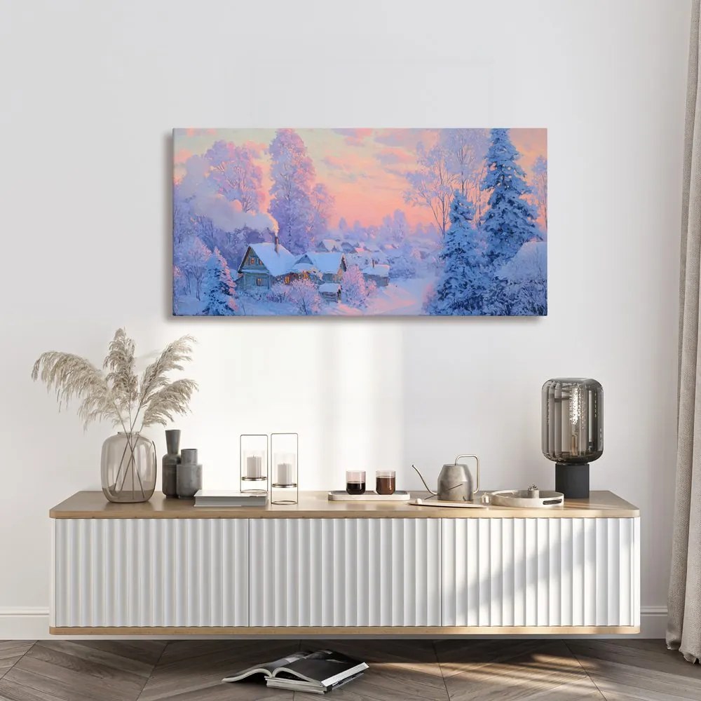 Vianočný obraz čarovná zimná dedinka