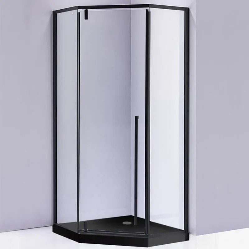 BPS-koupelny Päťuholníkový sprchovací kút BS07A 80x80 čierny/transparent + vanička SXL07A BL čierna