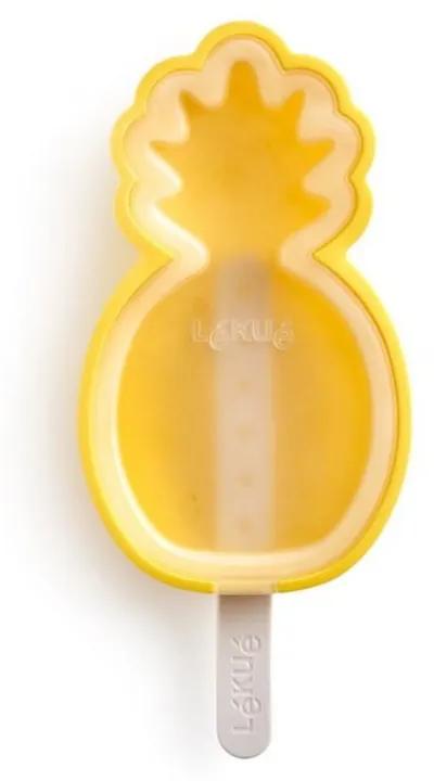 Žltá silikónová forma na zmrzlinu v tvare ananásu Lékué