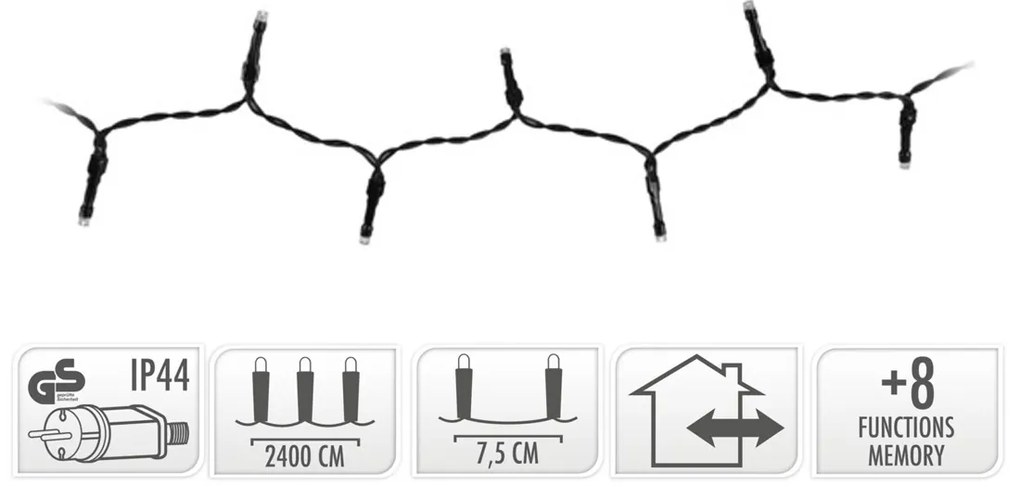 Vianočné svetielka 24 m/320 led studená biela