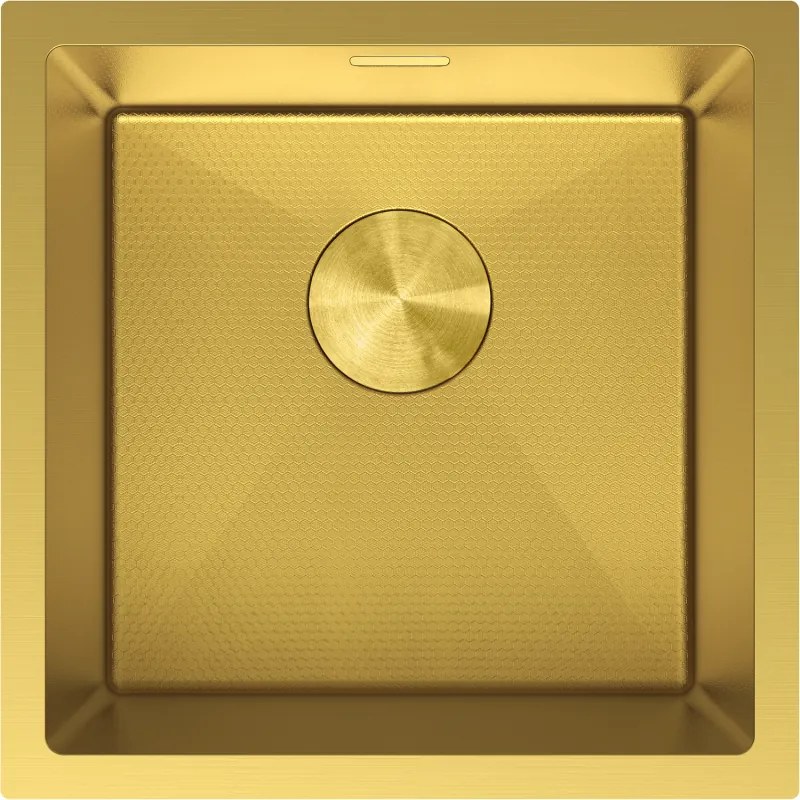 Mexen Trixo, 1-komorový nerezový drez 440 x 440 mm, brúsená zlatá, vzor voština, 6413441000-55HC