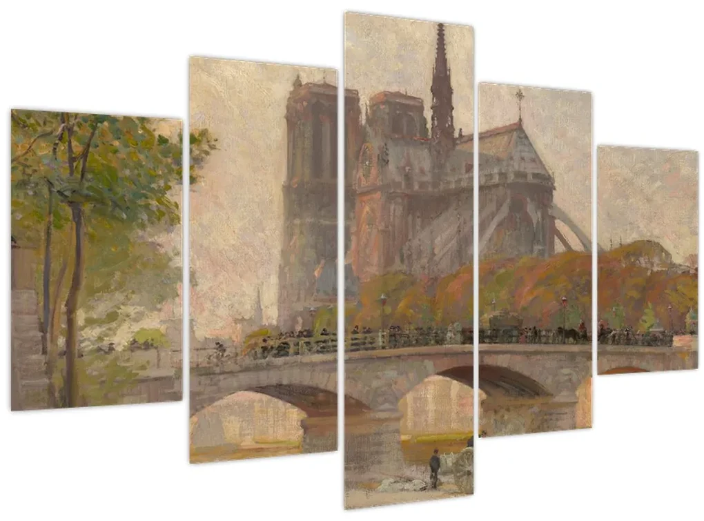 Obraz - Robert William Vonnoh, Notre Dame de Paris, reprodukcia (150x105 cm)