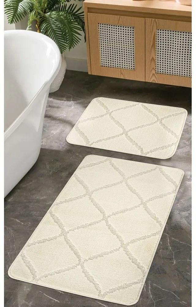 Krémové kúpeľňové predložky v súprave 2 ks 50x80 cm Cizgili – Foutastic