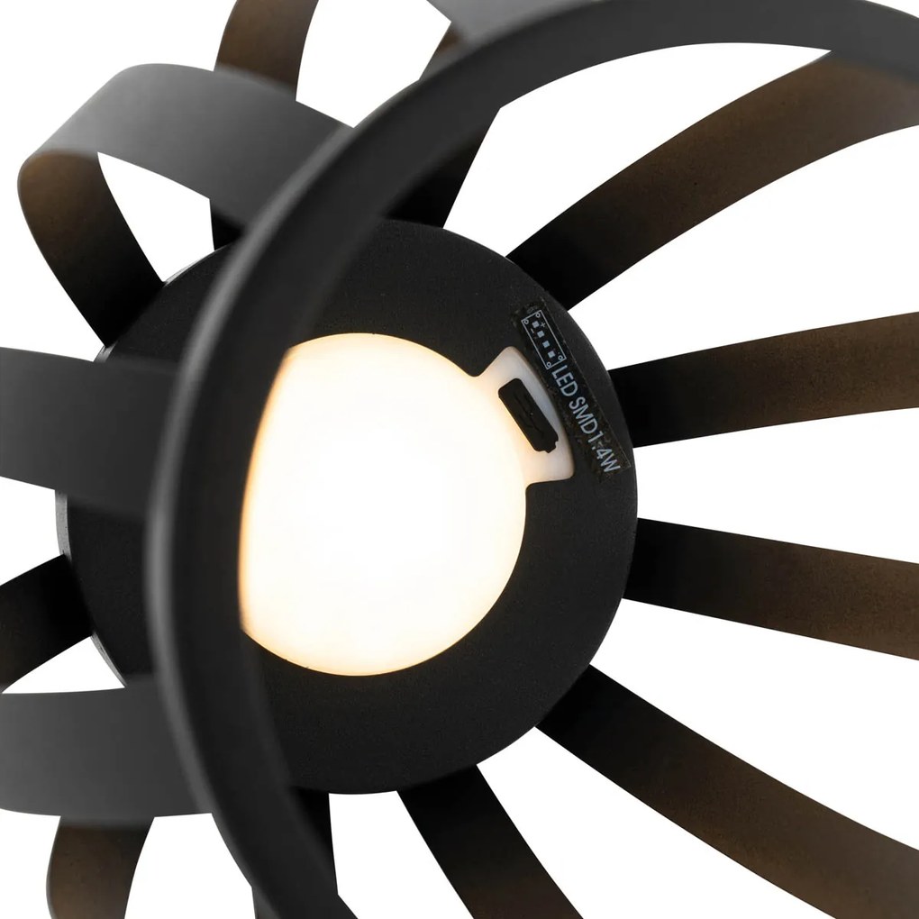 Vonkajšia stolná lampa čierna 3-stupňový stmievač solárny a nabíjateľný - Sheldon