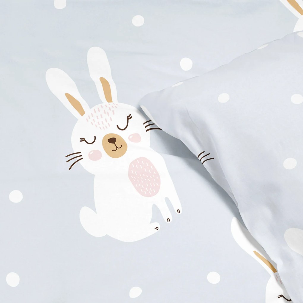 Goldea detské bavlnené obliečky - zasnení králičkovia 150 x 200 a 50 x 60 cm