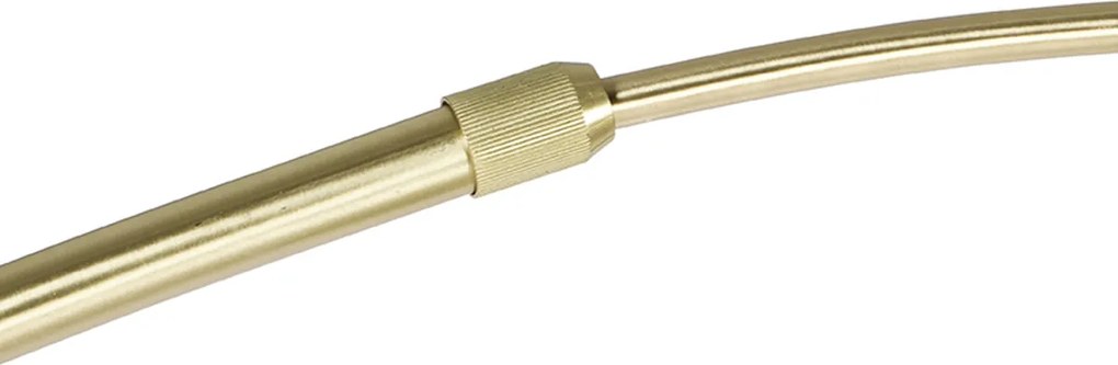 Mosadzná stojaca lampa s bielym a béžovým pruhovaným tienidlom 50 cm - XXL