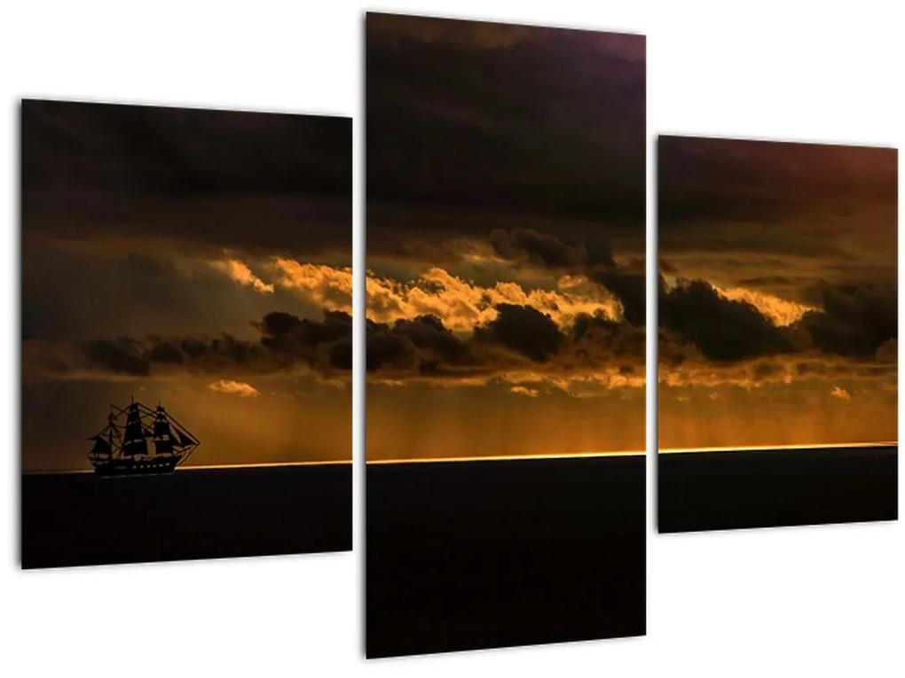 Obraz plachetnice pri západe slnka (90x60 cm)