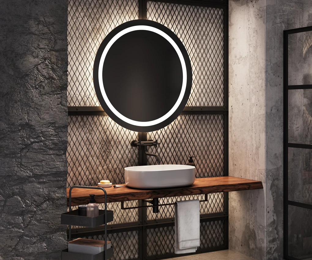 Okrúhle zrkadlo L33 podsvietene LED do kupelne kozmeticke zrkadlo led s bielym rámom