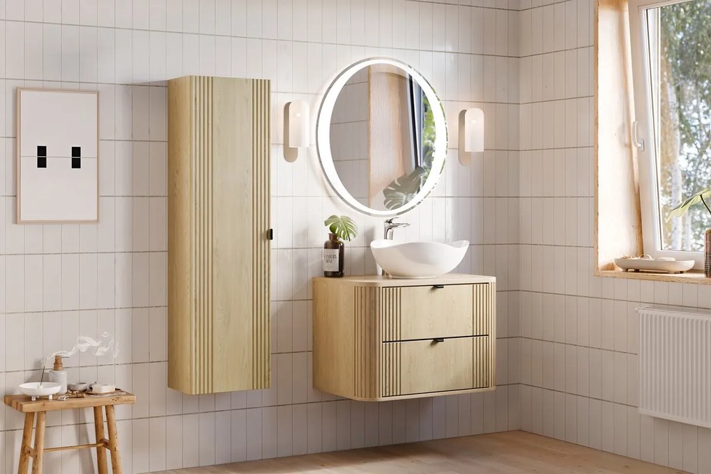 Kúpeľňová zostava Ovalia so skrinkami 80 cm dub Cremona