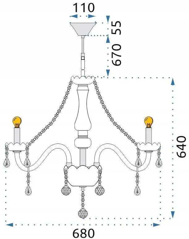Toolight - Krištáľový závesný luster 8xE14 60W, strieborná, OSW-04600