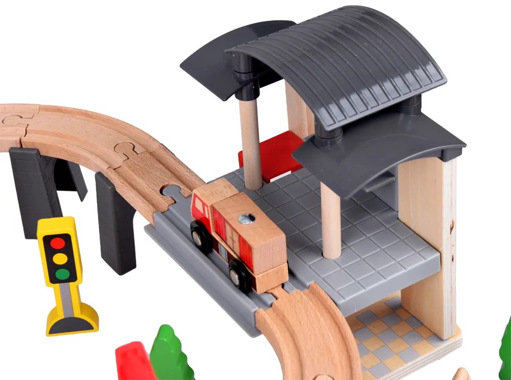 Drevená vláčiková trať s príslušenstvom 100 ks Jokomisiada ZA5380