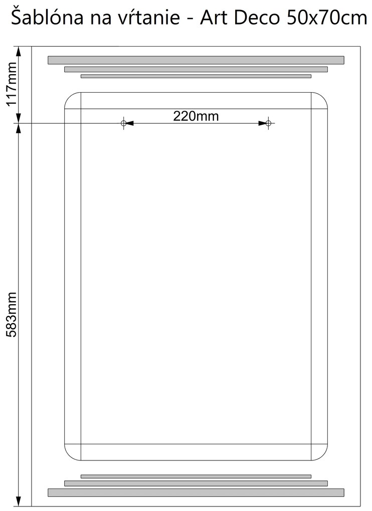 LED zrkadlo Art Deco Horizontal 50x70cm teplá biela - wifi aplikácia