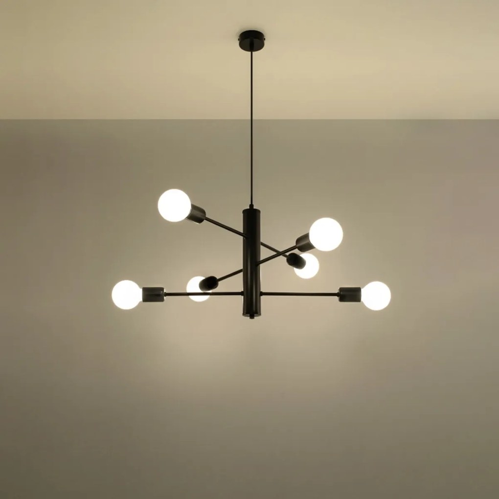 Luster Duomo 6, čierne telo svietidla