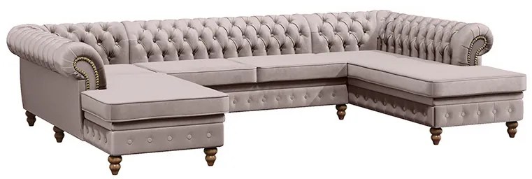 PROXIMA.store - Luxusná sedačka CHESTERFIELD LONG U FARBA NÔH: orech, DRUH LÁTKY: TORRE - 4, FARBA OZDOBNÝCH ŠPENDLÍKOV: chróm