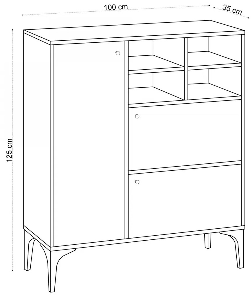 Komoda Freya 100 cm hnedá