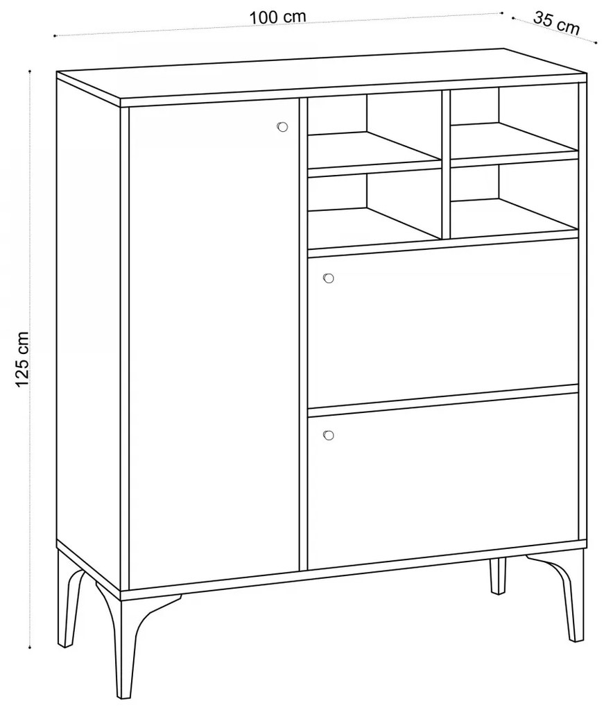 Komoda Freya 100 cm hnedá