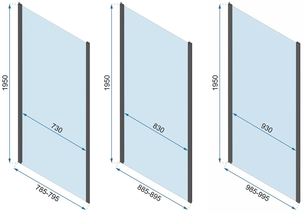 Rea Rapid Fold, 3-stenový sprchovací kút 100 (dvere) x 100 (stena) x 100 (stena) x 195 cm, 6/4mm číre sklo, zlatý lesklý profil, KPL-09408