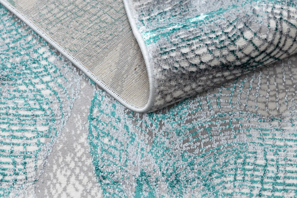 Moderný koberec DE LUXE 621 Sieť - Štrukturálny sivý / verde