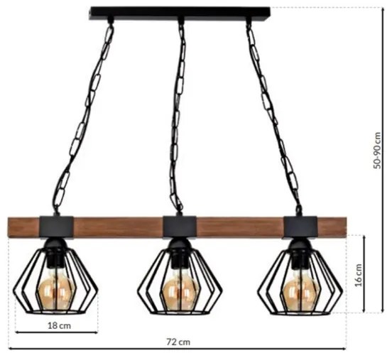 Luster na reťazi ULF 3xE27/60W/230V