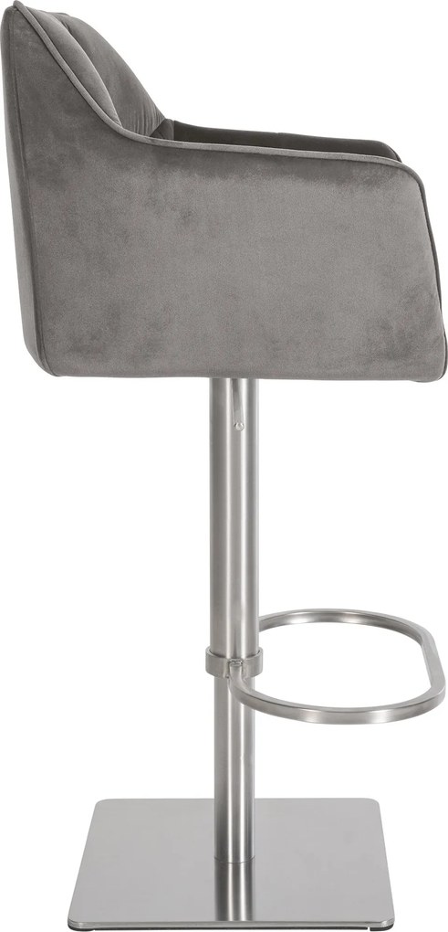 Barová stolička Damaso E - zamat, nerez rám - Sivá
