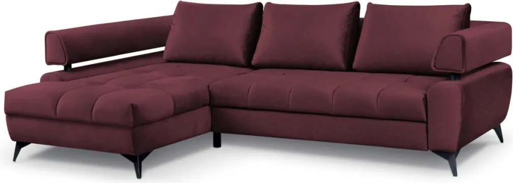 Rohová sedacia súprava Paris, vínová látka, ľavý roh