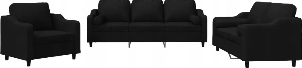 vidaXL 3-dielny sedací komplet s vankúšmi, čierny, tkanina
