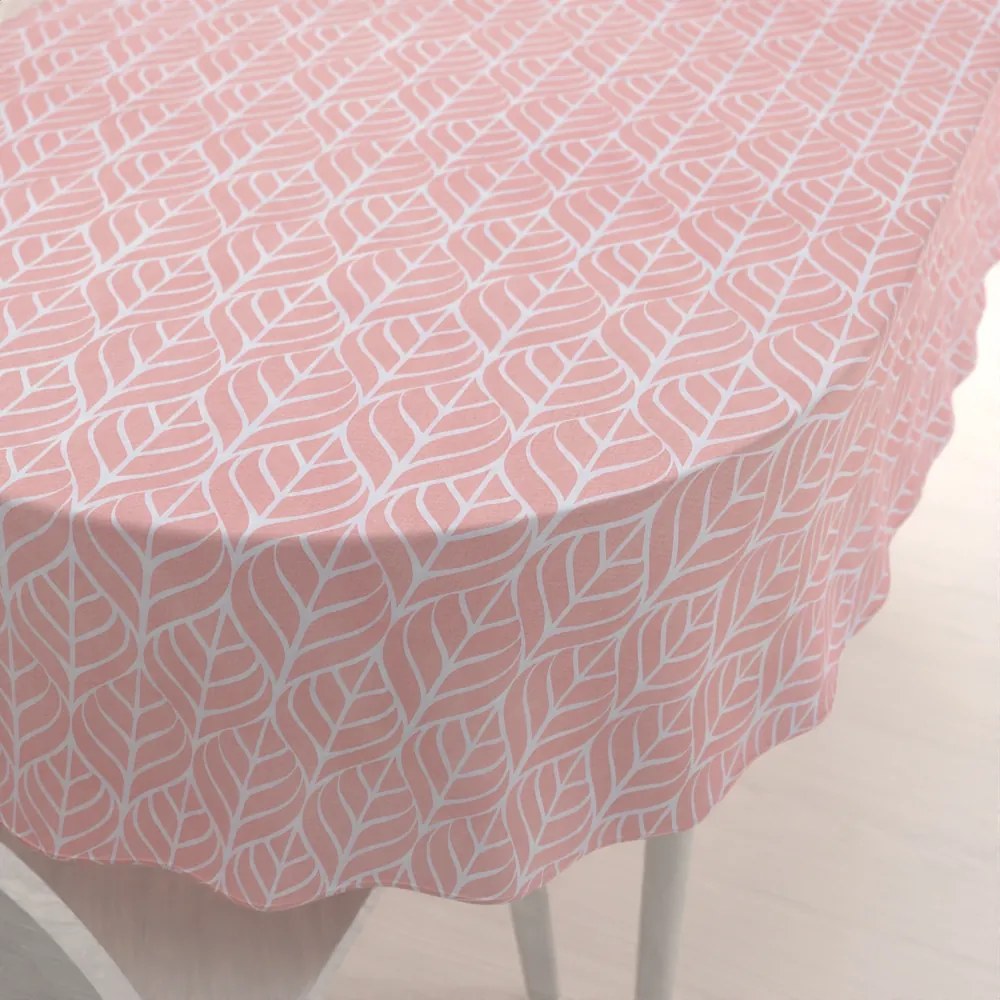 Biante Bavlnený oválny obrus Sandra SA-211 Listy na staroružovom 130x220 cm
