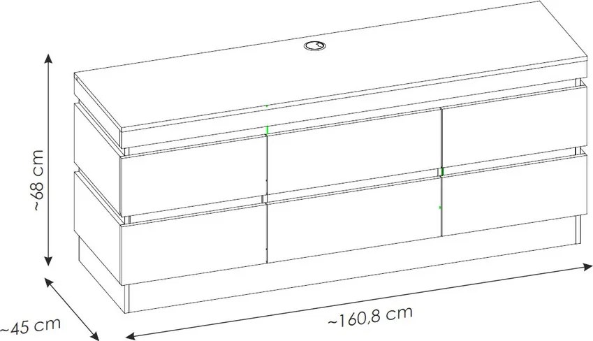TV skrinka Corte, dub coast/tmavo šedá