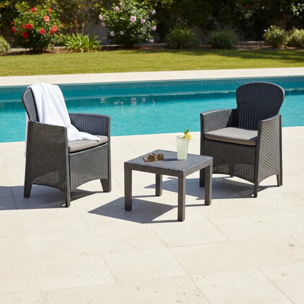 Záhradný set AKITA, 3-dielny, antracitová I.P.A.E-Progarden