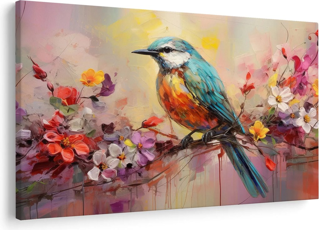Obraz - Maľba vtáčika (90x60 cm)