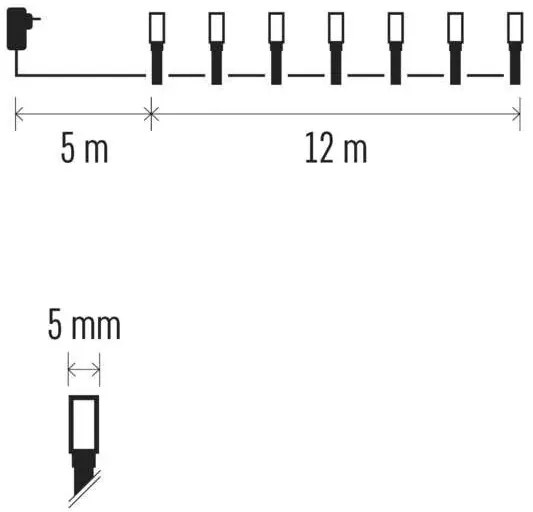 LED vianočná svetelná reťaz 12 m, multicolor