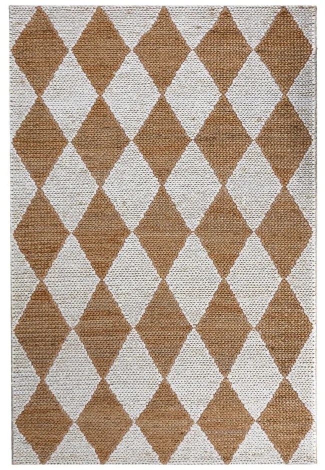 Biely/v prírodnej farbe ručne tkaný behúň s prímesou juty 60x230 cm Effie Diamond – Flair Rugs