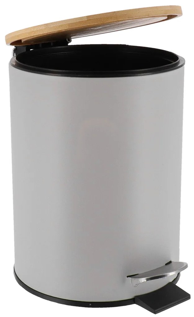 Odpadkový kôš Timeless, sivá/s drevenými prvkami, 2,5 l