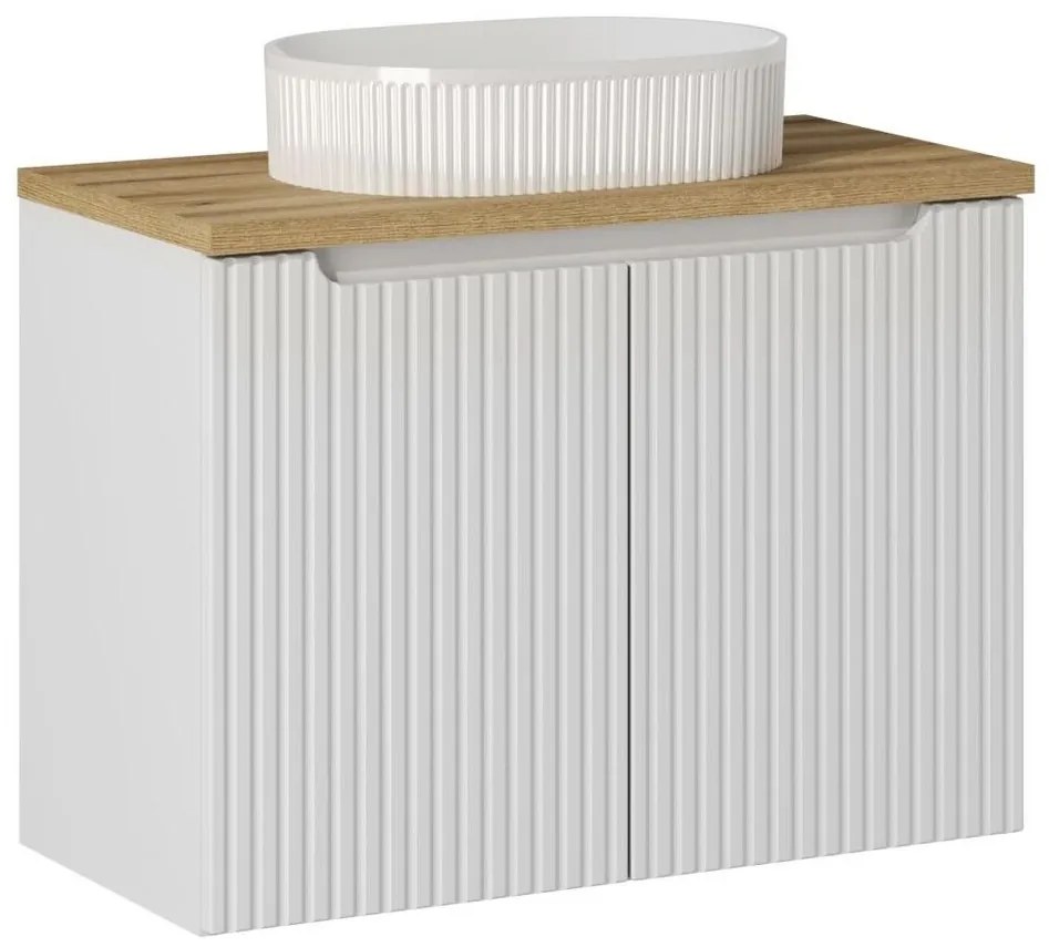 Koupelnová sestava Nova White 80 cm se skříňkami a umyvadlem bílá/dub evoke