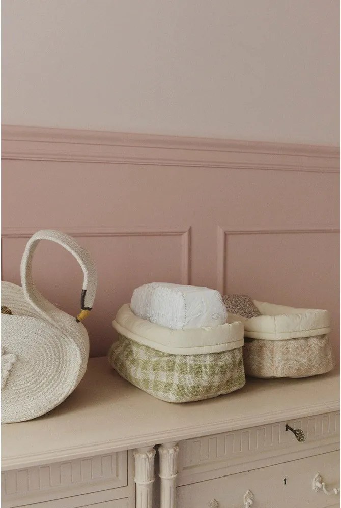 Svetlozelený látkový detský kôš na hračky 30x20x20 cm Swan Matcha – Lorena Canals