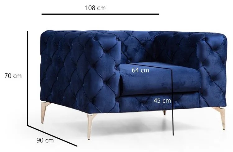 Tmavomodré kreslo Como – Artie